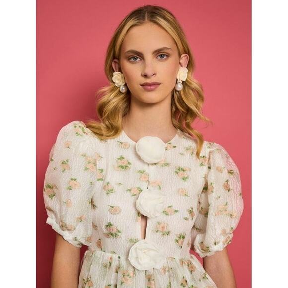 Floral White Midi Dress - Picture 3 of 14